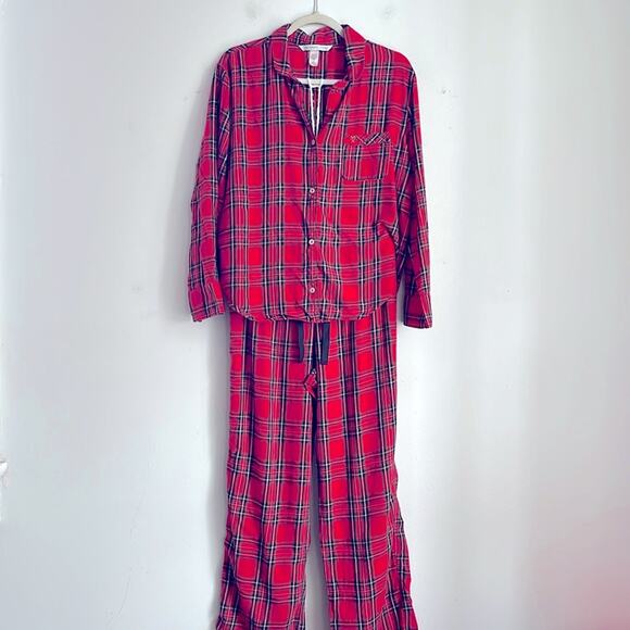 Victoria’s Secret cotton modal blend plaid long sleeve pajama pants set sz M - Picture 1 of 7